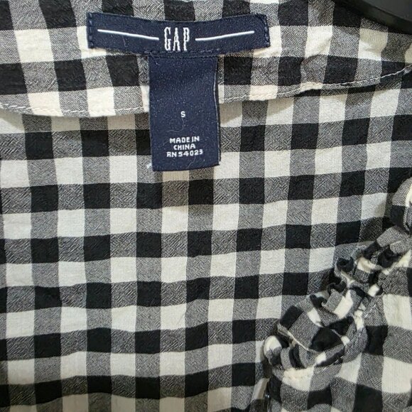 GAP Black White Gingham Button Front Shirt – Women’s Small 100% Cotton - Picture 2 of 9